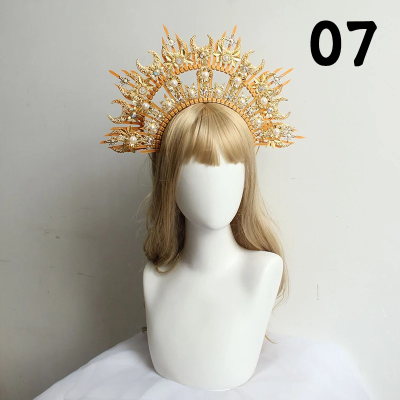 ゴシックハロークラウンヘッドピースバロック女王プリンセスクラウンヘアバンド太陽女神ティアラDIY素材キットロリータヘアアクセサリー