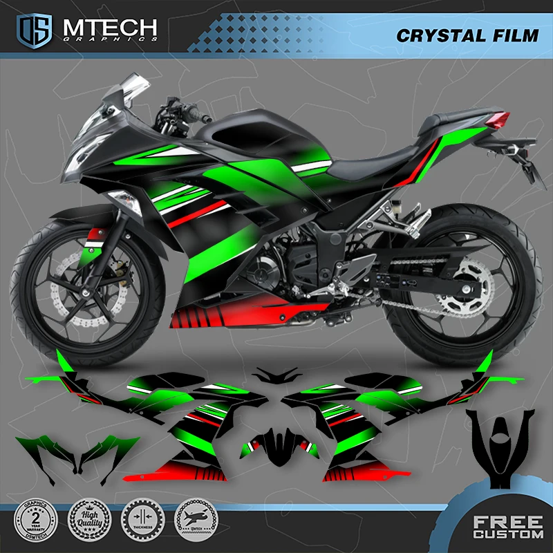 DSMTECH Motorcycle Custom Graphics Decals Stickers Kit For Kawasaki ninja 250 300 2015 2016 2017 2018 2019 2020 002