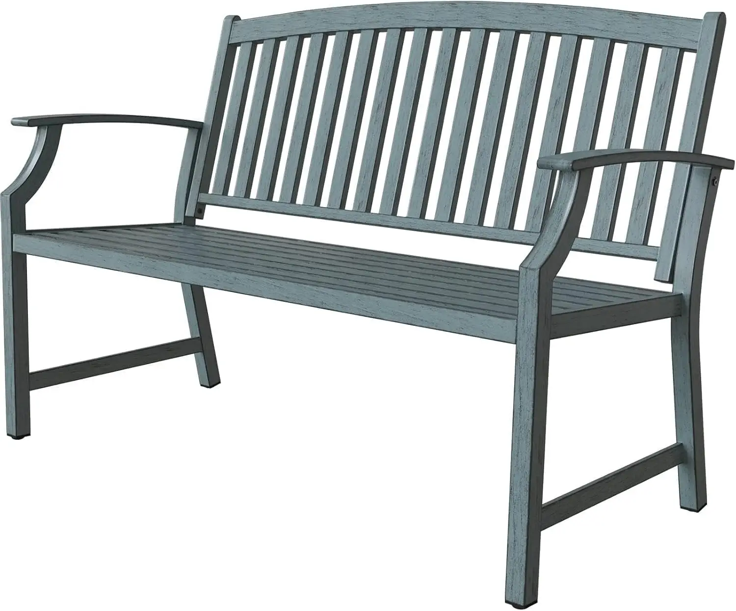 patio Farmhouse Outdoor Bench, Garden Benches with Anti-Rust Aluminum Metal Frame, Faux Wood Grain Finish Frame Patio Bench for