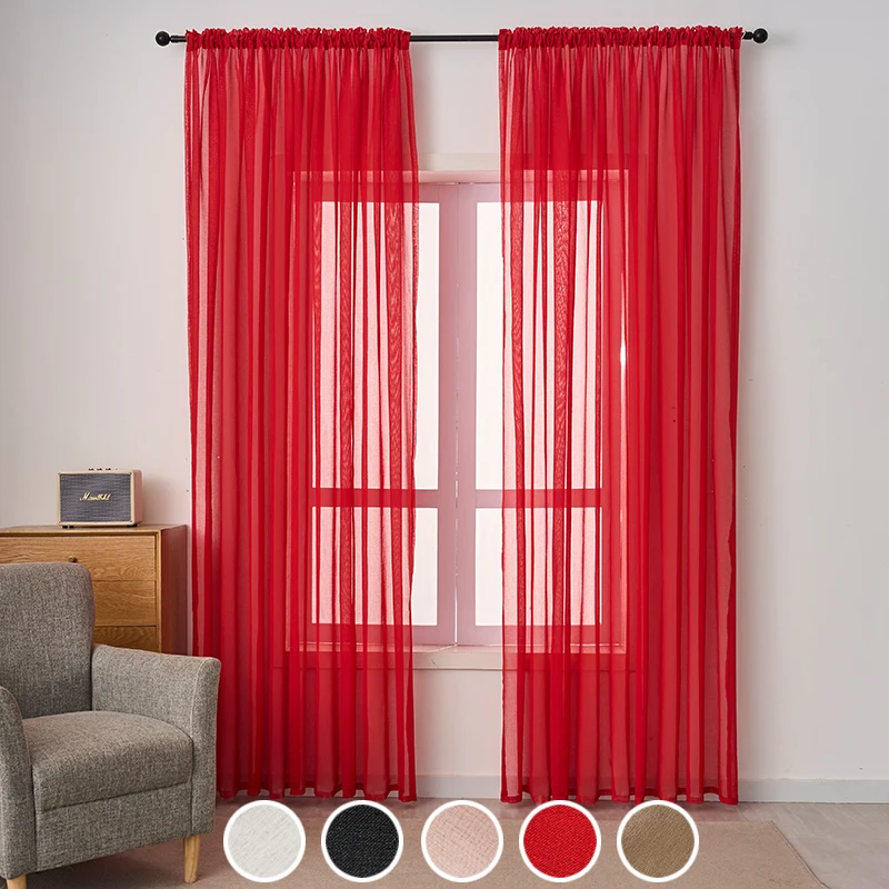 1pc Solid Color Voile Sheer Curtains - Multiple Colors, Light Filtering, Soft & Flowy for Living Room & Bedroom