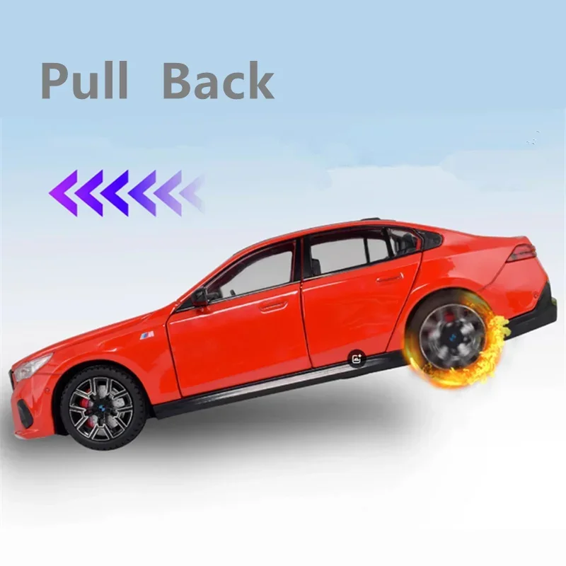 1:24 i5 M60 سبيكة لوكسي نموذج سيارة Diecasts معدن ليموزين المركبات الكهربائية النقية نموذج سيارة محاكاة ضوء الصوت هدايا الاطفال