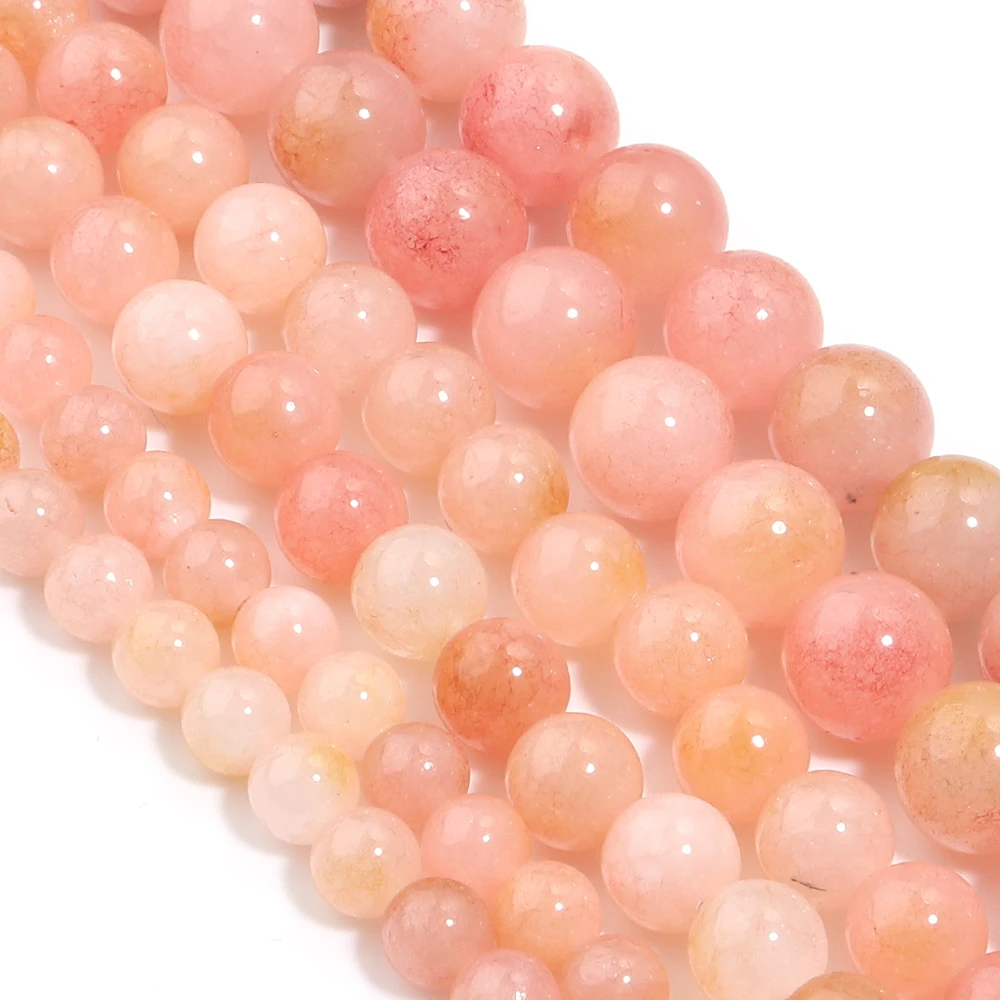 1 hilo/lote de cuentas de ópalo rosa de 6/8/10 mm, cuentas redondas de ópalo australiano sueltas para hacer joyas, collar y pulsera DIY