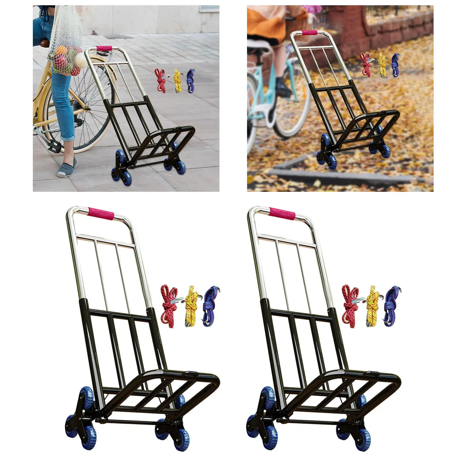 

Folding Hand Truck Telescoping Handle Multipurpose Stair Climbing Cart Travel Bag Trolley for Camping Delivery