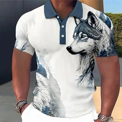 New Men'S Polo Shirt 3d Wolf Eagle Print Men Clothing Summer Casual Short Sleeved Loose Oversized Shirt Street Fashion Tops Tees