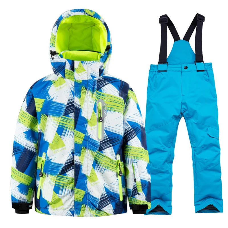 Children's Ski Suit Thick Warm Windproof Waterproof Ski Jacket Pants Set Boys Girls Snowboarding Costumes Snow Trousers