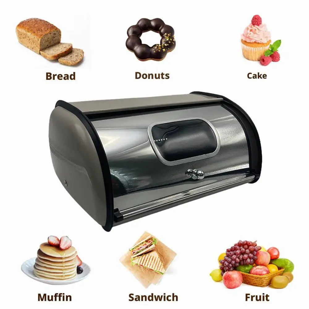 

Roll Top Bread Bin Large Capacity Bread Box For Entrance Pantry Farmhouse Bread Storage Box Healthy Lifestyle Tool