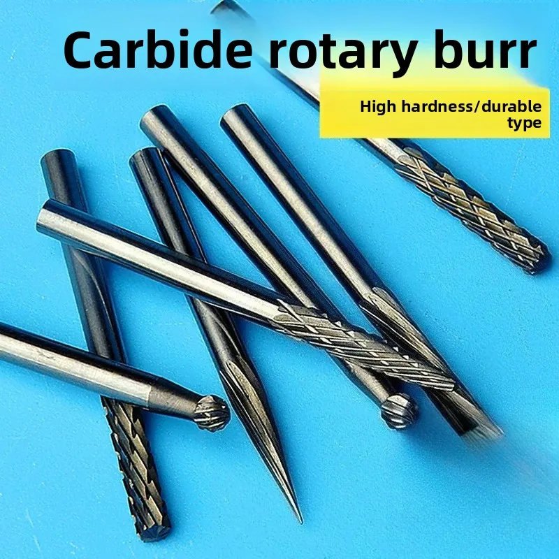 Alloy Rotary File Tungsten Steel / Wood working Engraving Hand Drill Head / Pneumatic Grinder Diamond Electric Grinding Head 3mm