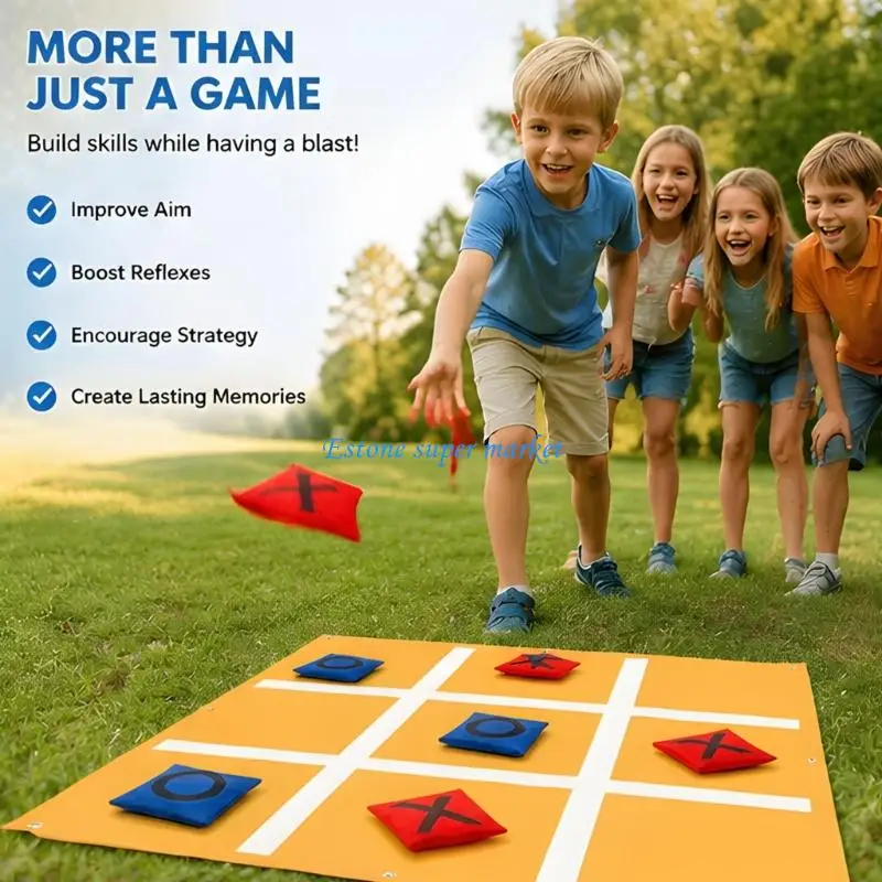 090B Bean Bag Toss X O Set with Portable Throwing Mat, Toss Bags, Stakes and Storage Carry Bag for Lawn Gatherings, Beach Use view 4