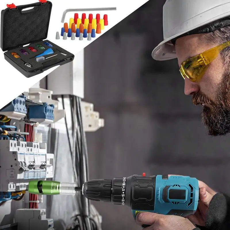 Ferramenta de descascamento e torção de fio, terminais de fio, ferramenta elétrica de precisão, eletricista, conector de cabo de broca, caixa de ferramentas para trabalho