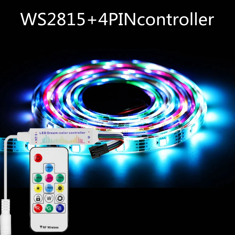 

Addressable WS2815 RGBLed LED strip with black and white PCB1M5M 30 60144LED/M IP30/65/67DC12V 14 key lock DC controller DC5-24V