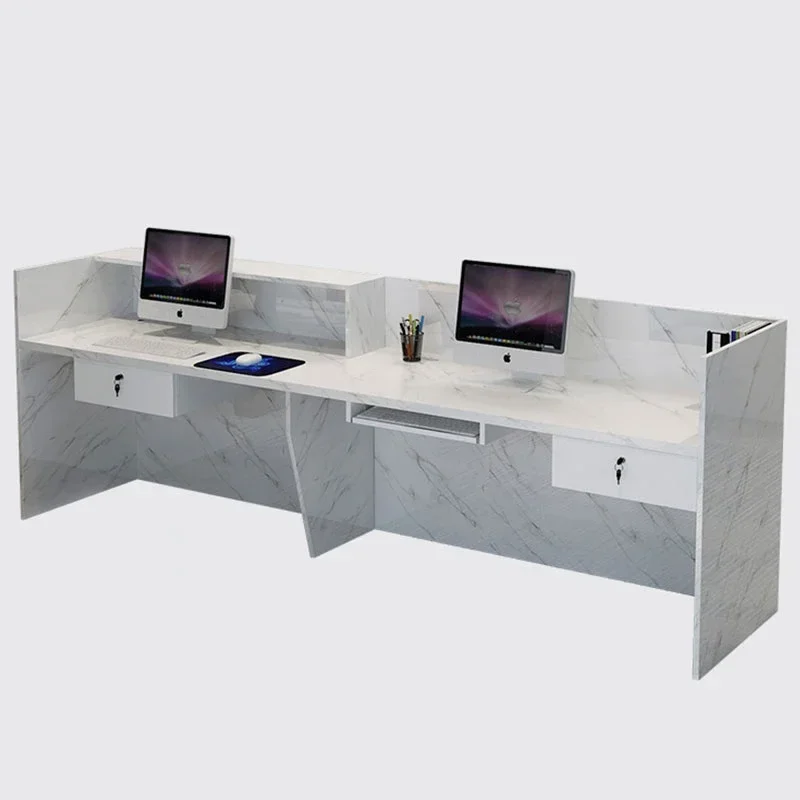 

Standing Office White Front Desk Pulpit Cash Register Reception Checkout Register Counter Podium Stand Retail Bureau Furniture