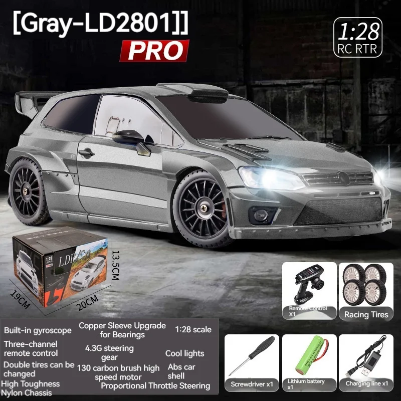 Novo modelo ld 1/28polo simulação de tração nas quatro rodas carro de controle remoto brinquedo de corrida giroscópio 2801p presente de carro de deriva proporcional completo