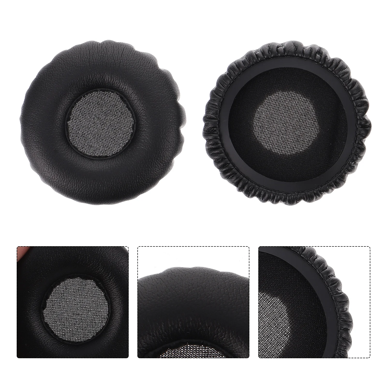 

DOITOOL 1 Pair Replacement Ear Pads for Headphones Protein Skin Sponge Case Black
