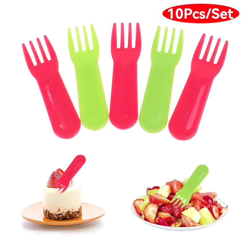 10pc Fruit Fork Mini Cartoon Children Cutlery Snack Cake Dessert Food Fruit Pick Toothpick Bento Lunches Party Decor