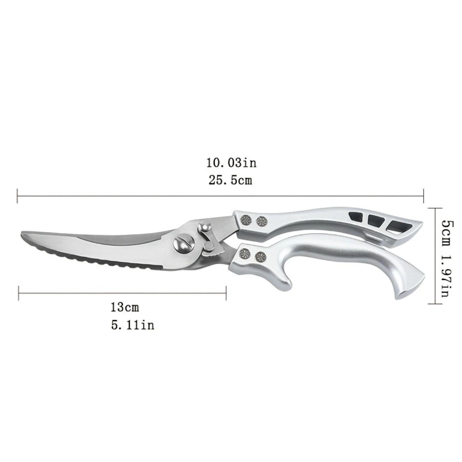 Ultra-Versatile Stainless Steel Kitchen Shears - Exceptionally Powerful for Effortless Cutting of Poultry, Chicken, Duck, Fish,