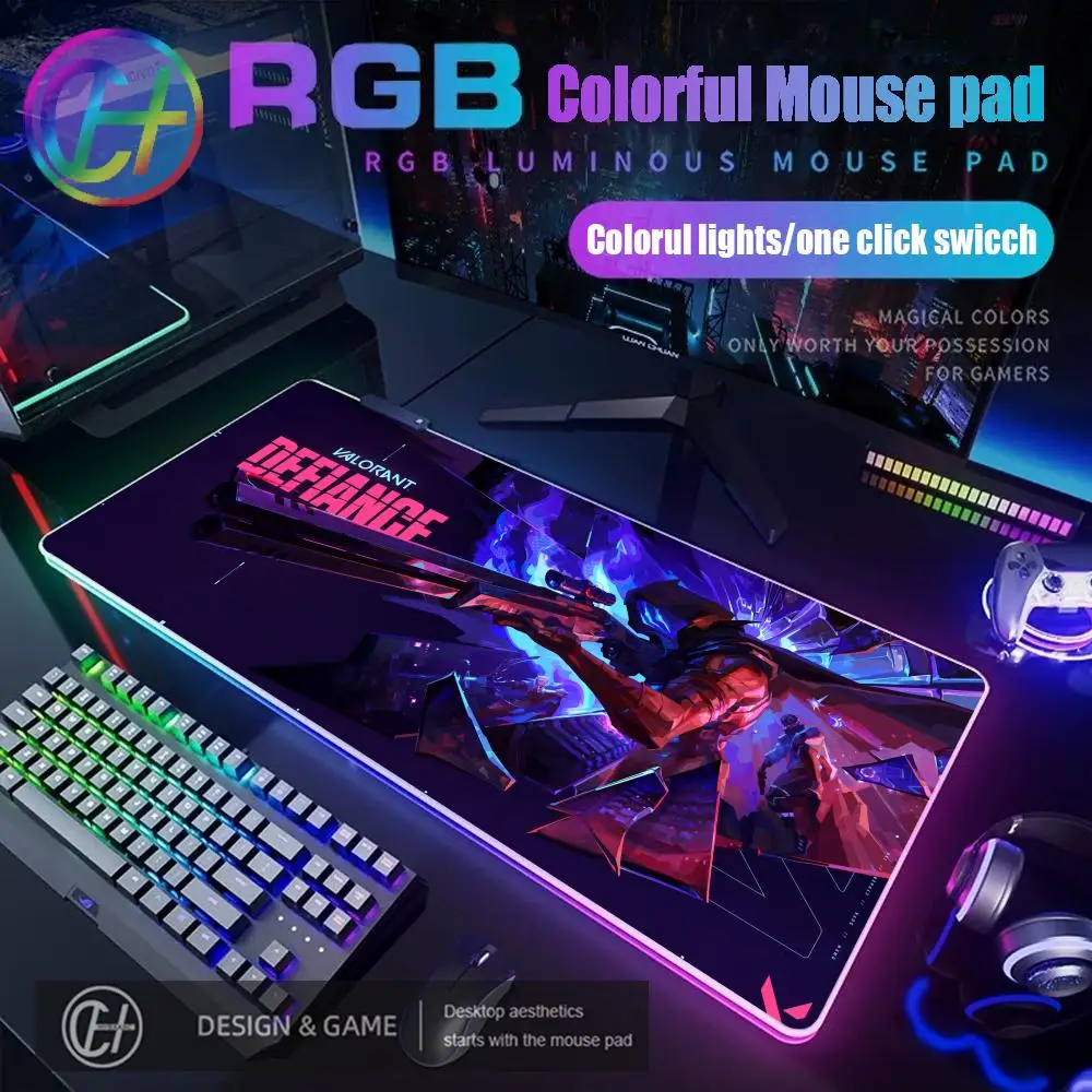 

HYBXAXC Omen Valorant Large Game Mouse Pad RGB Gaming Mouse Pad Desk Mat HD Gamer Large LED Light XXL 900X400MM Mouse Pad