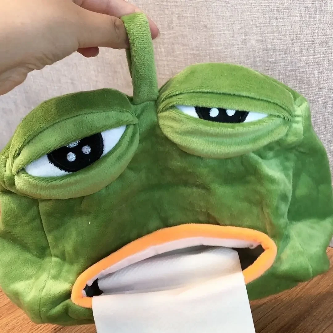 Tissue Box Sad Frog Fabric Art Frog Living Room Home Car Use Drawing Paper Cover Cute Napkin Drawing Paper Box Interesting