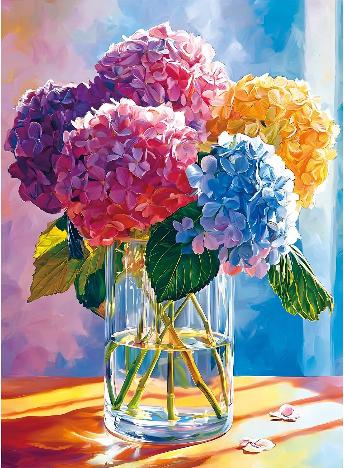 Vibrant Hydrangea Flower Oil Painting Style Jigsaw Puzzle Art Floral Picture Puzzle Home Wall Art Decor Gift for Adult Women