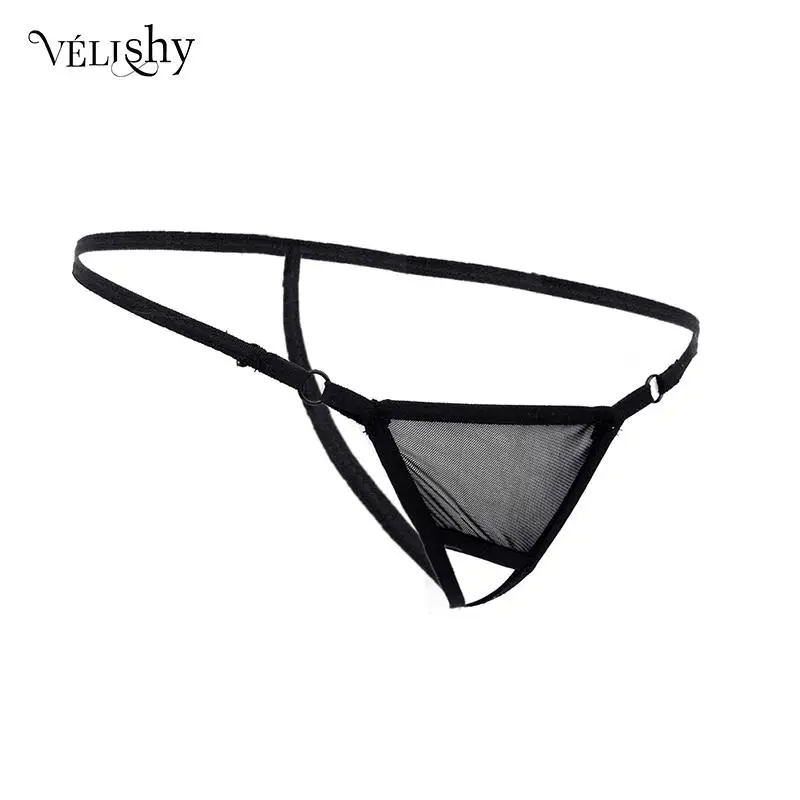 Women Sexy Open Crotch G-string Exotic Lingerie Female Mesh Thong Underwear Women\'s Low Waist Hollow Out Panties