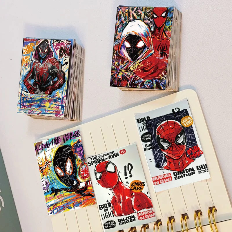 64pcs Marvel Spider-Man Gwen Miles Morales Anime Cartoon Hand-painted Graffiti Stickers Cool Waterproof Decorative Stickers Toy