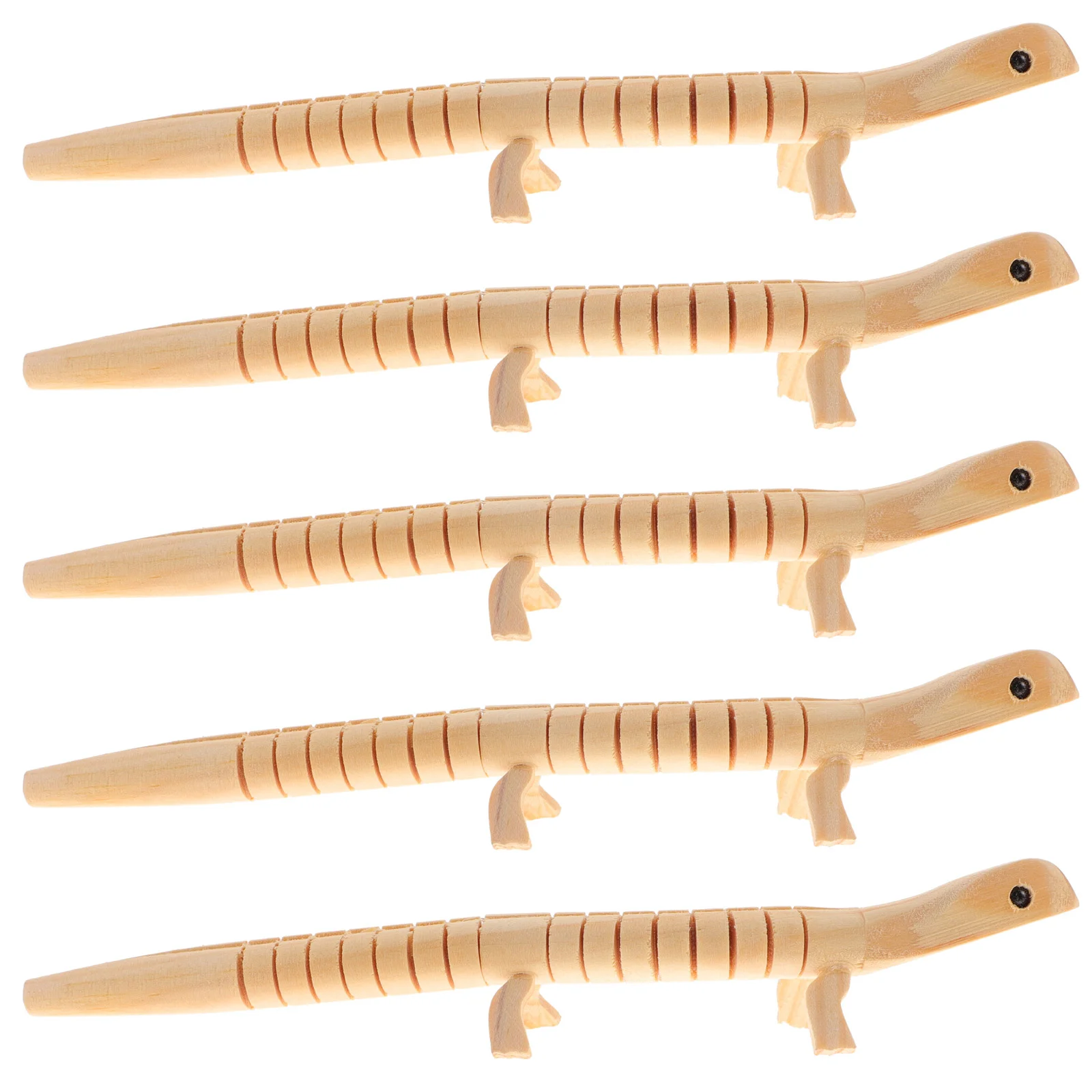 5 Pcs Portable Baby Kids Crafts Unfinished Wiggle Lizard Wooden Vivid Sensory Toy