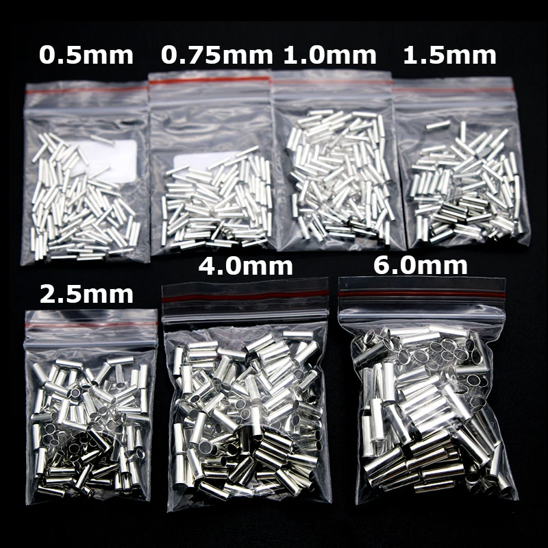 600 قطعة محطة تجعيد غير معزولة من النحاس المطلي بالقصدير 0.5mm2-6.0mm2 حلقات Bootlace نهاية سلك كهربائي موصل كابلات