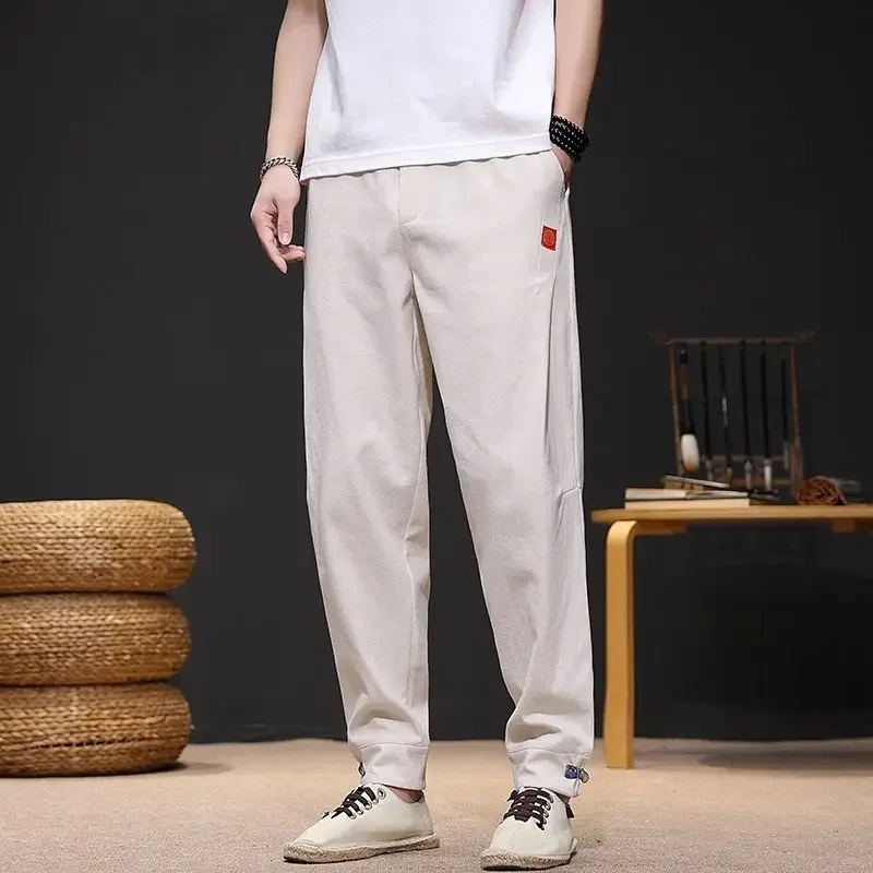 Tights Autumn and Winter Cropped Trousers Slim Male Sports Pants Beige Plain Skinny Men's Sweatpants Training Gym New Items In