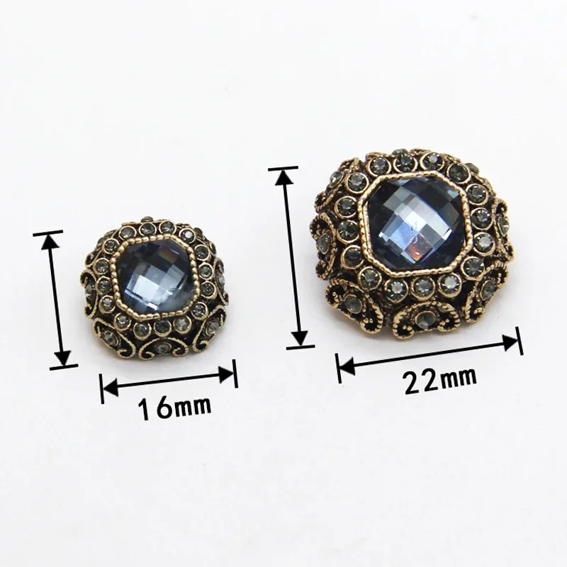 Vintage Rhinestones Gold Metal Jewelry Sewing Buttons For Clothes Women Shirt Sweaters Dress Decorations Accessories Wholesale