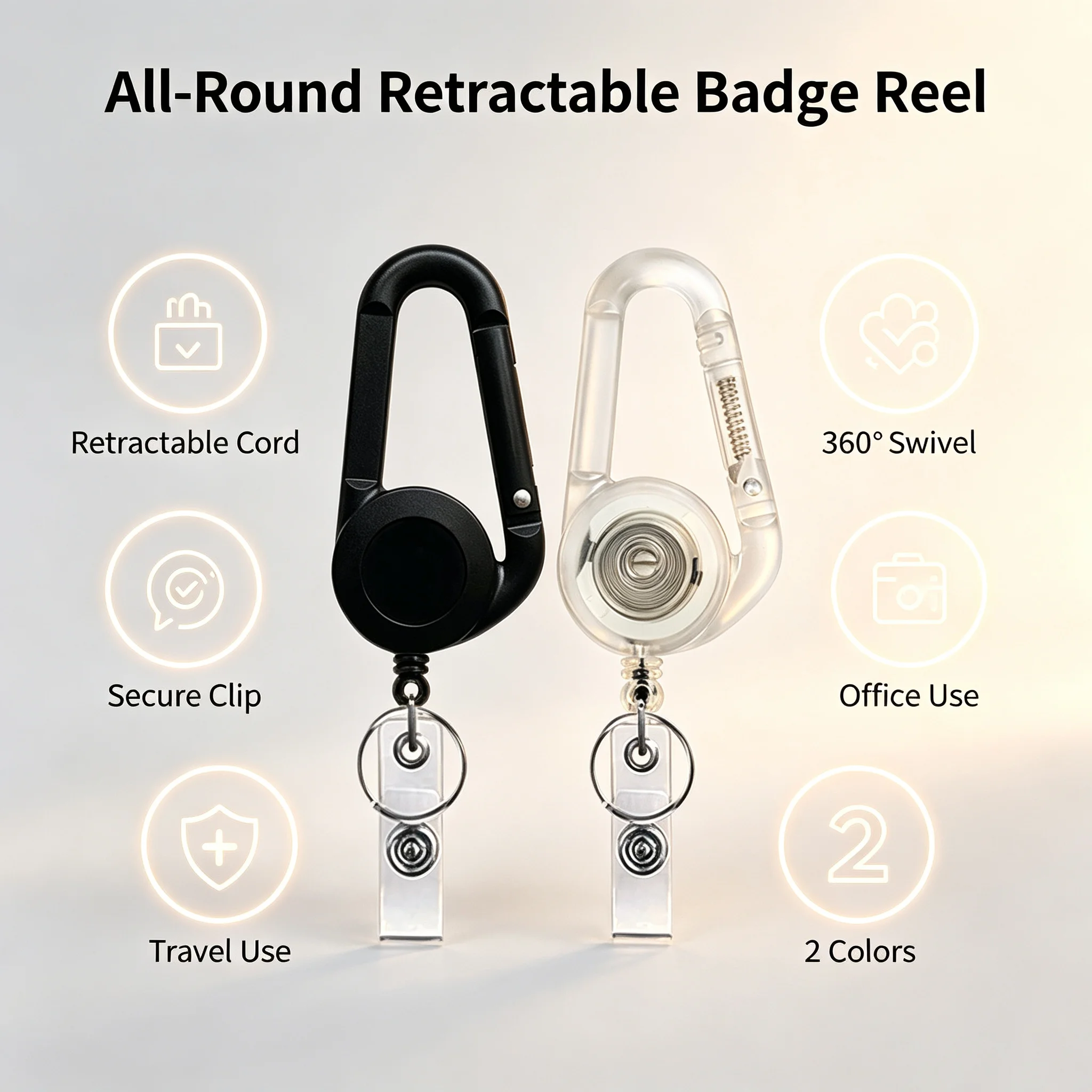 Retractable Key Reel High Elastic Cord for Office Workers & Students Easy To Hang Prevent Loss
