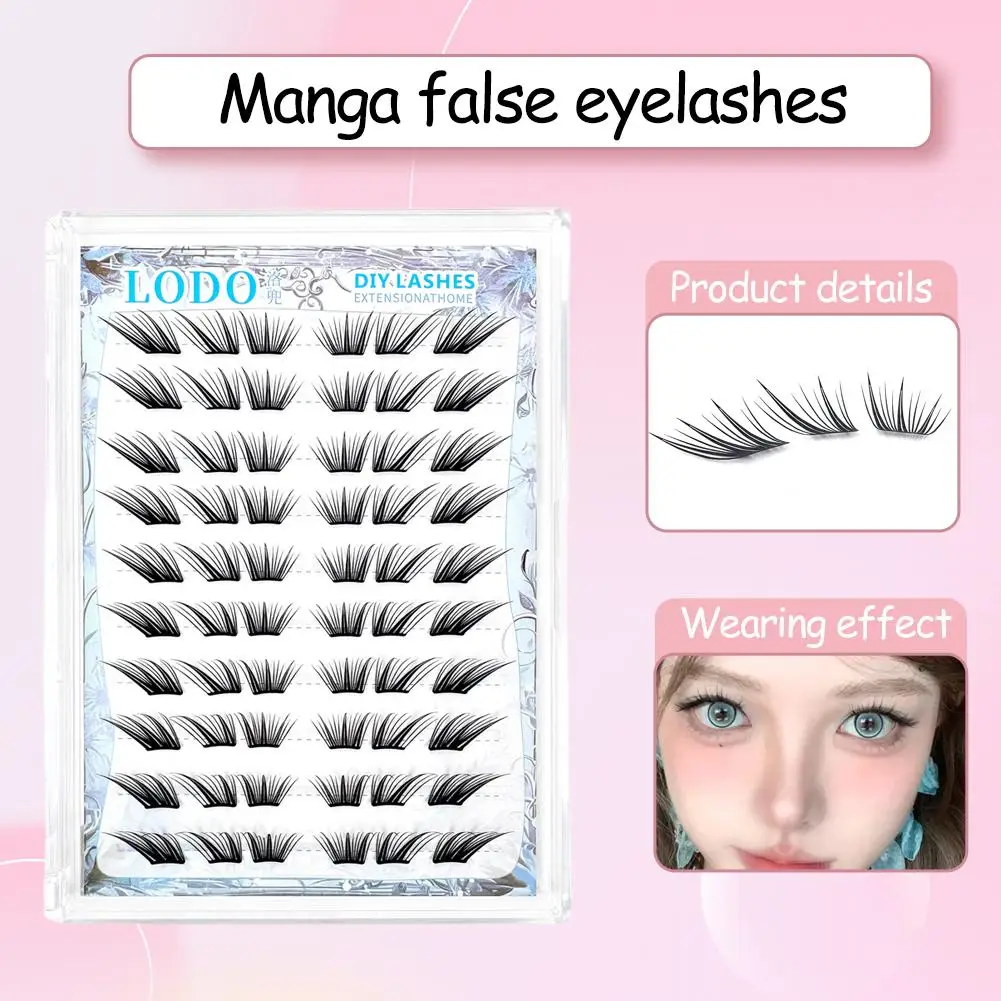 Fox estilo cômico cílios postiços ultra-fino segmentado ferramentas maquiagem natural extensão fofa cílios postiços u0s0