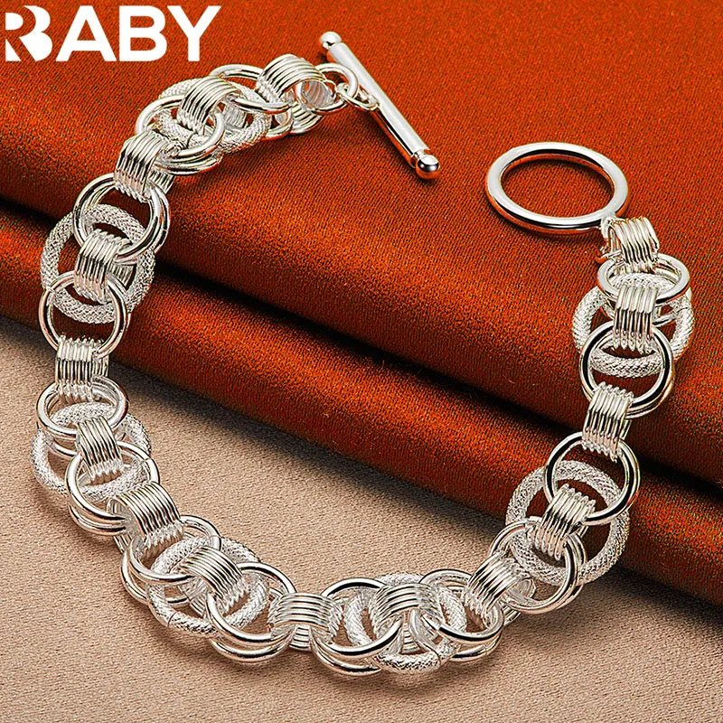 

URBABY 925 Sterling Silver Many Round Circle Bracelet For Women Men Fashion Wedding Engagement Party Jewelry Accessories