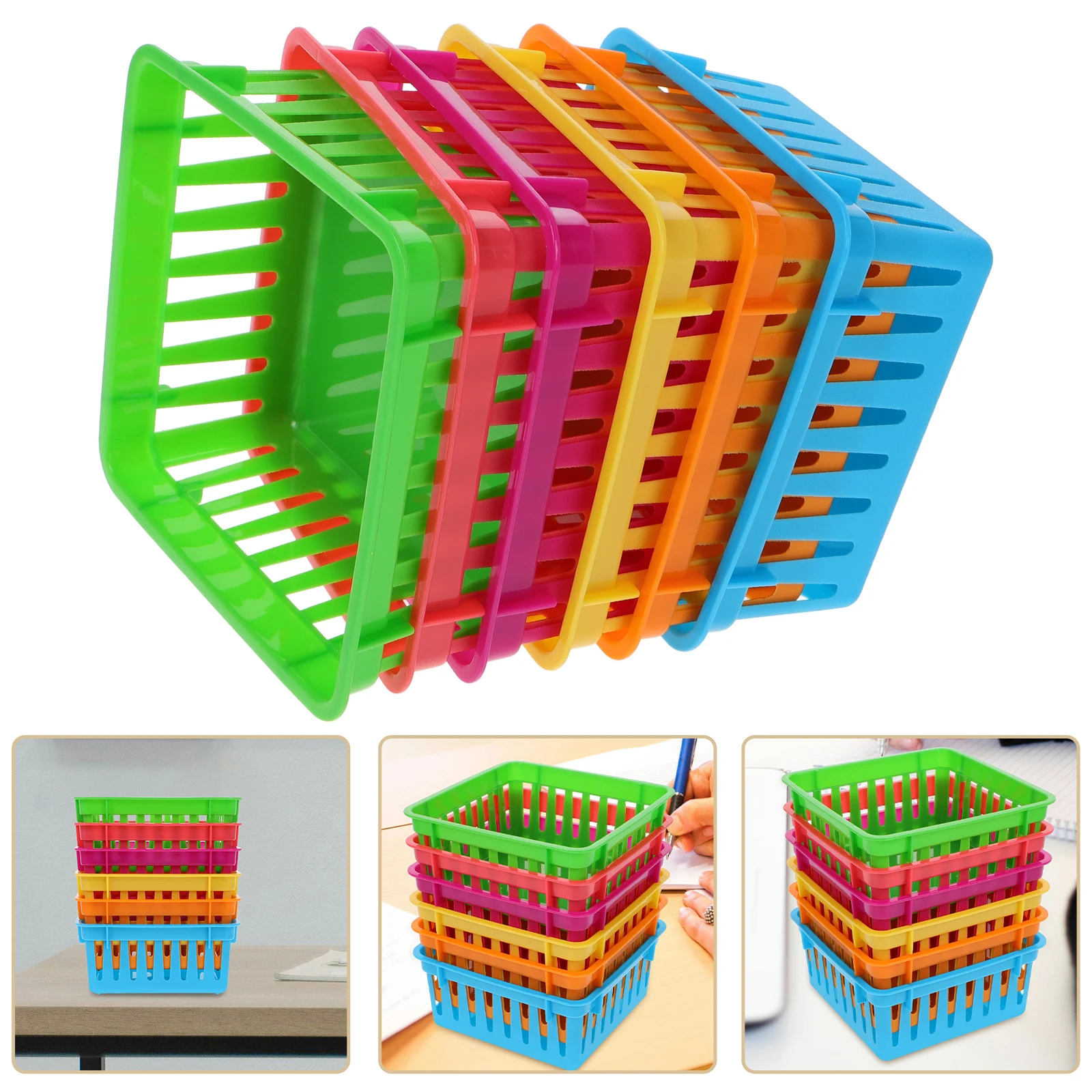 

6 Pcs Storage Baskets Classroom Pencil Organizer Caddy Stationery Trays Desk Organizers Plastic Bins