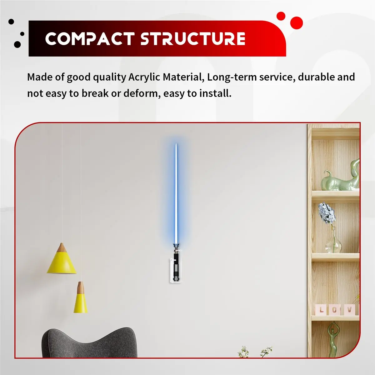 New Arrival Acrylic Clear Light Saber Stand Wall Mount Storage Rack with Screws for Star Planet Lightsaber Display B