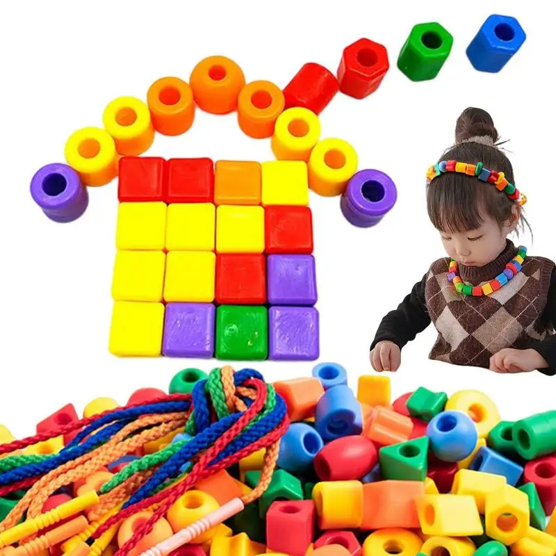 Stringing Toys Large Beads For Toddlers 60 Pcs Preschool Concentration Training Toys For Toddlers. Montessori Toys Fine Motor