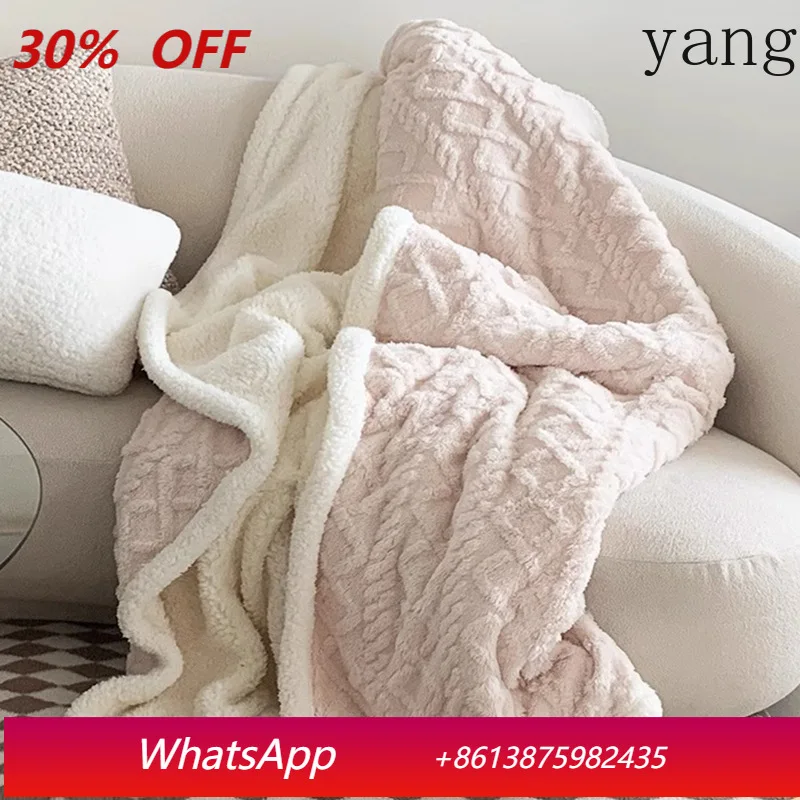 

LTT Winter Tuff Fleece Blanket Thickened Lamb Coral Fleece Blanket Office Nap Blanket