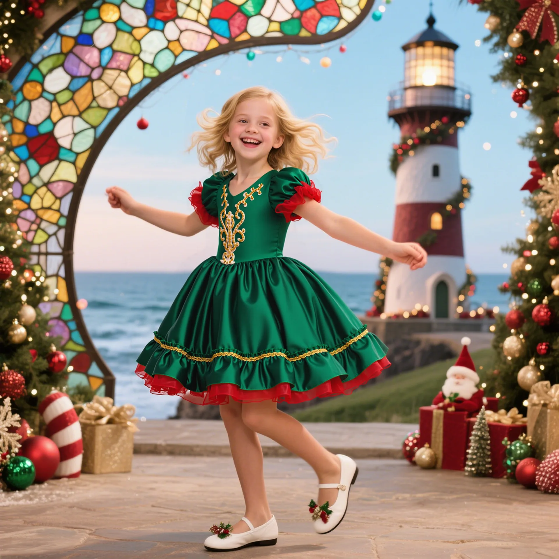 Vestido elegante de Navidad para niños, vestido de princesa con lazo de satén verde para niñas, elfos de Navidad, fiesta de cumpleaños, traje de Papá Noel