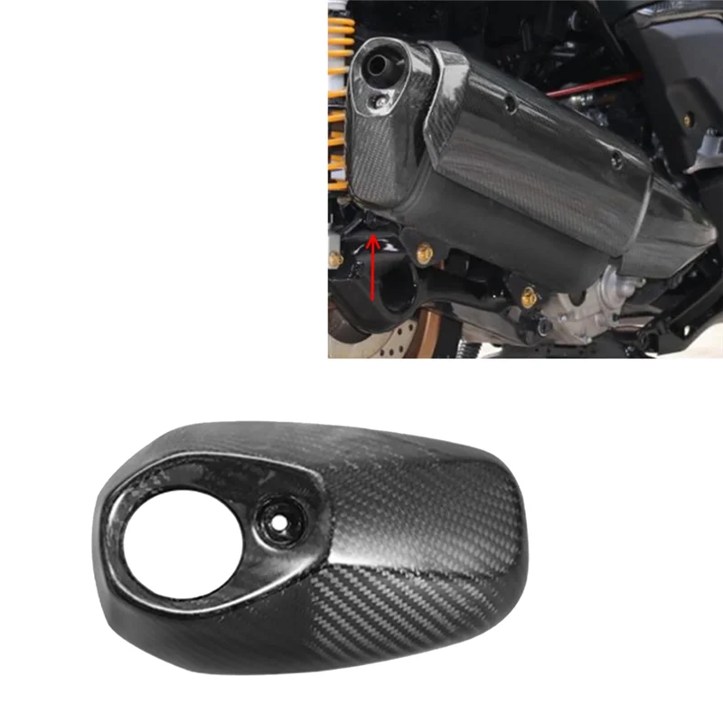 

A04E-For XMAX 2023 Motorcycle Exhaust Pipe Tail Hood Carbon Fiber Exhaust Muffler Protector Cover