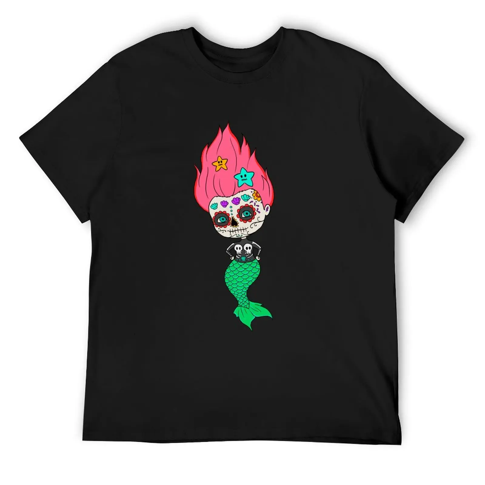 

Day Of Dead Mermaid Lover Mexican Mermaid Sugar Skull Gear T-Shirt shirts graphic tees plus size tops Men's t-shirt