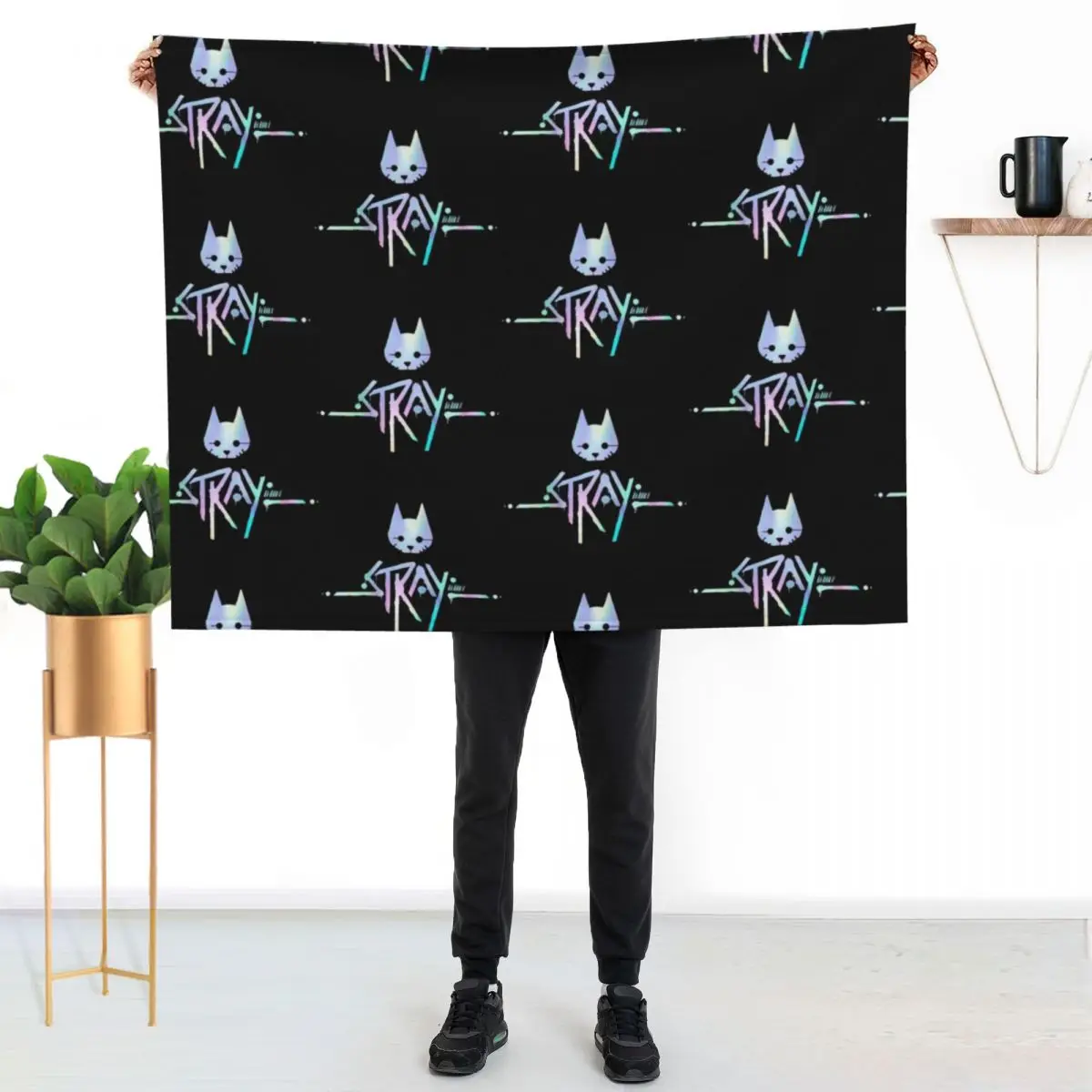 The Stray Game Logo in Holographic Iridescent Rainbow Throw Blanket For Baby sofa bed Hairy Luxury Designer for sofa Blankets