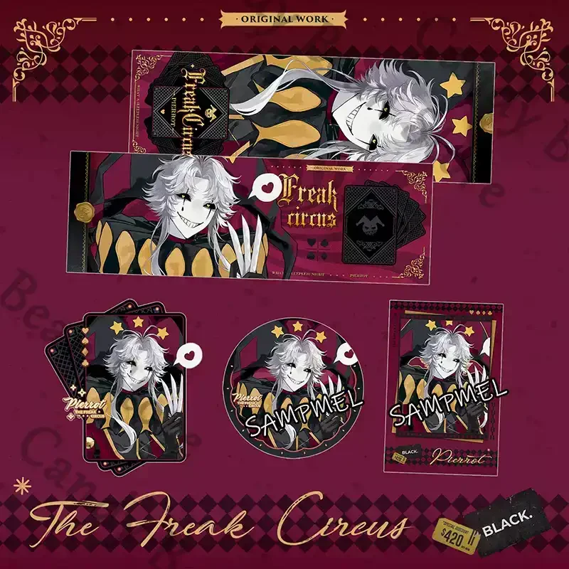 

Anime ‌The Freak Circus Pierrot Harlequin Cosplay Flash Badge ‌emblem Cartoon Instant Imaging Card Pendant Laser Ticket Gift