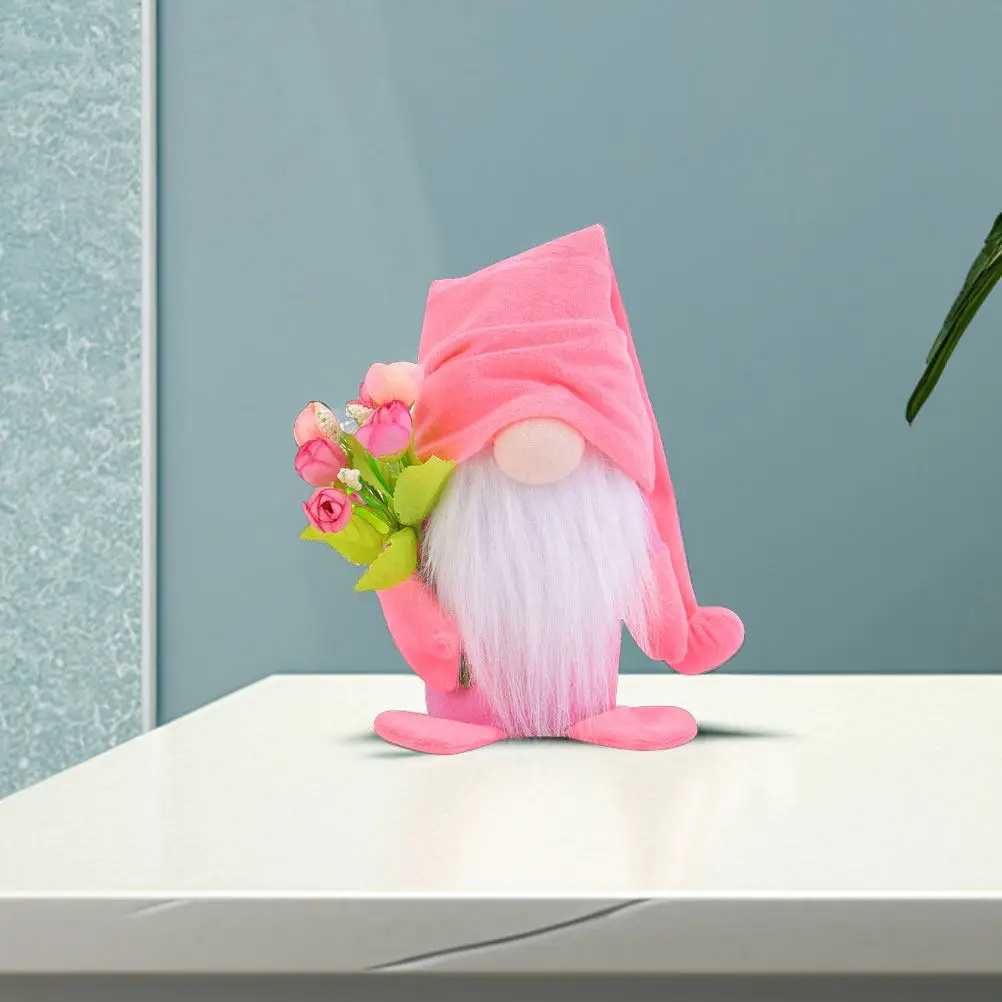 

Mothers Day Valentines Day Gnome Tulips Soft Nonwoven Fabric Cotton Base Valentine Ornament Home Tabletop Decoration Festival