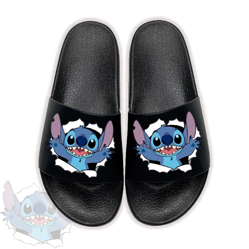 New Disney Anime Stitch Casual Kawaii Slippers Summer Couple Outdoor Wear Indoor Breathable Thick Sole Anti Slip Slippers