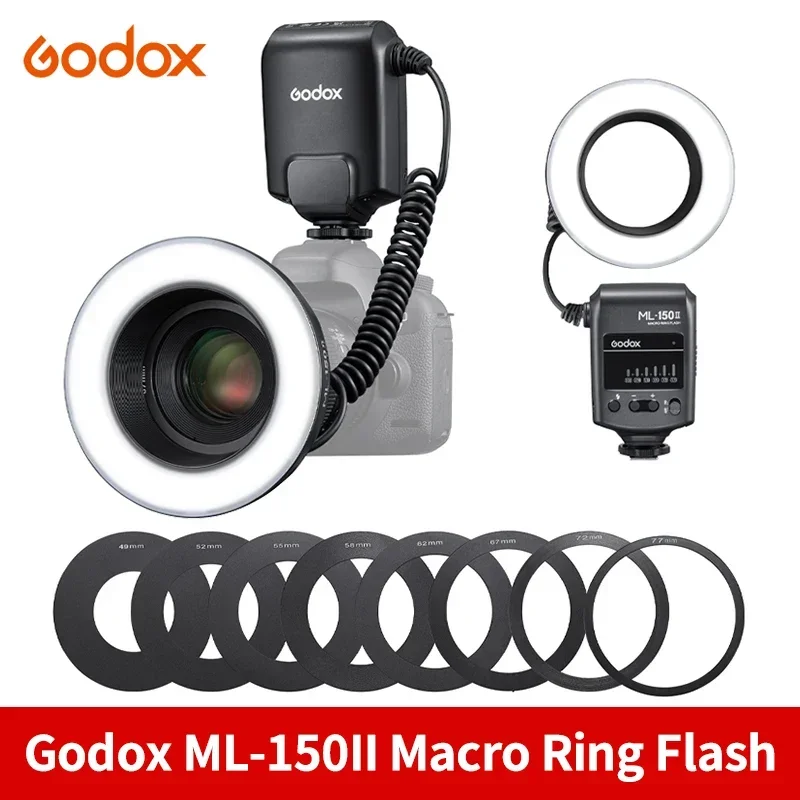 Godox ML-150II ML150II Macro LED Ring Speedlite Flash GN12 5800K±200K for Canon Sony Olympus Nikon Fuji  Panasonic DSLR Cameras