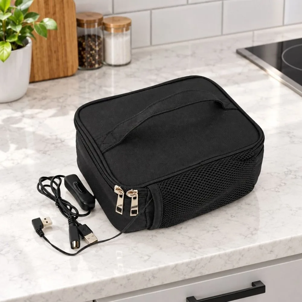 Waterproof Electric Lunch Heated Bag Aluminum Foil Lining USB Charging Lunch Box Warmer Packet Thickened Large Capacity