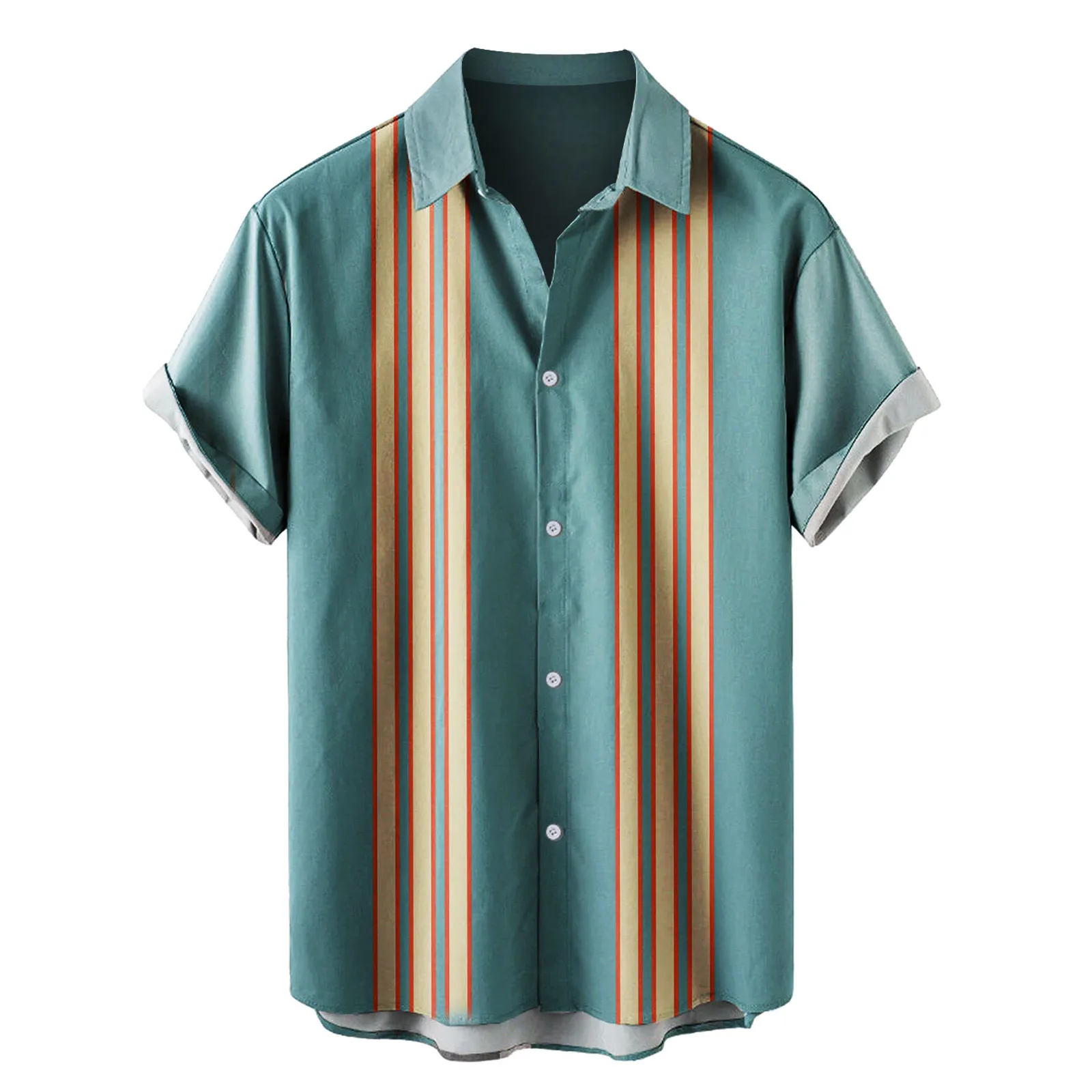 Hawaiian Men\'s Striped Shirts For Blouse Men Camisa Social Short Sleeve Casual Top Oversized Gym Clothing Fashion Male Vintage