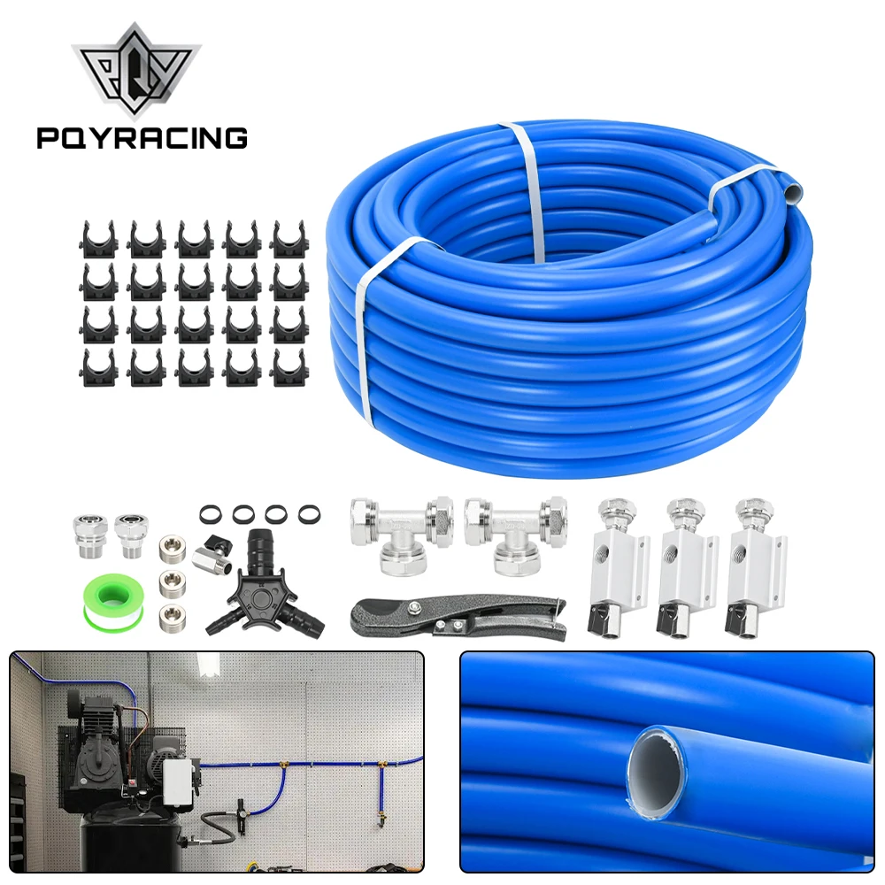 M7500 Compressed Air Piping System with 3/4 Inch ID x 100 feet HDPE Tubing & Aluminum Outlet Blocks For Garage Connect