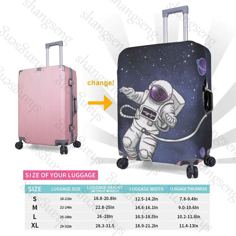 حقيبة واقية لحقيبة السفر من كارتون رائد الفضاء المرصعة بالنجوم، غطاء حقيبة حماية مرنة، غطاء أمتعة قابل للغسل، 18-32 بوصة #5