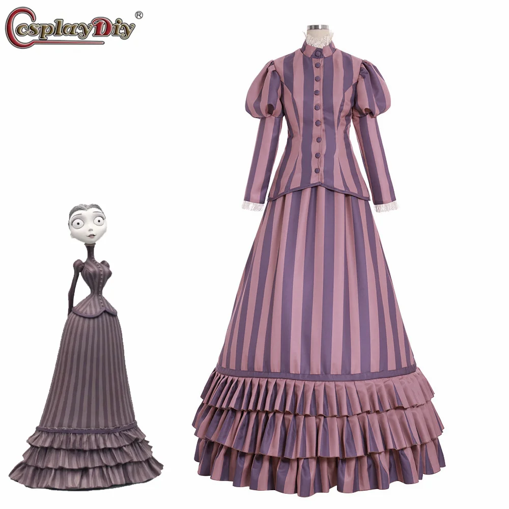 Victoria Everglot Cosplay Costume Tim Bride Dress Woman's Medieval Elizabethan Bustle Dress Halloween Outfit