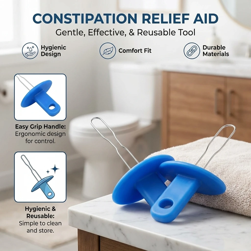 Bedridden Elderly Stool Remover Thick Metal Rod Poop Scooper Household Constipation Relief Tool for Men Women Indoor Use