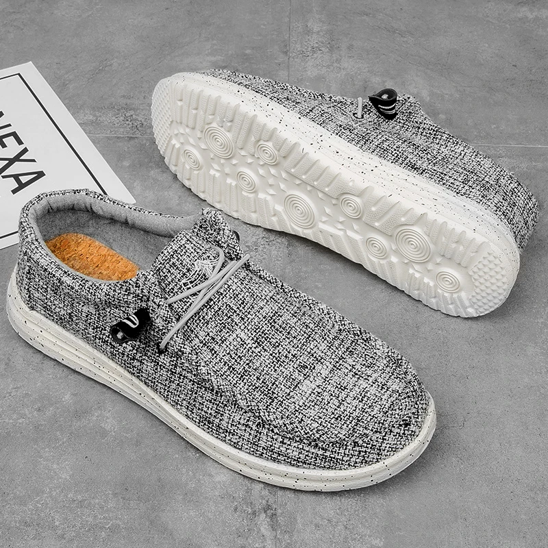 Men Canvas Slip on Driving Shoes Fashion Casual Plus Big Size 50 51 Breathable Lightweight Walking Soft Deck Footwear Blue